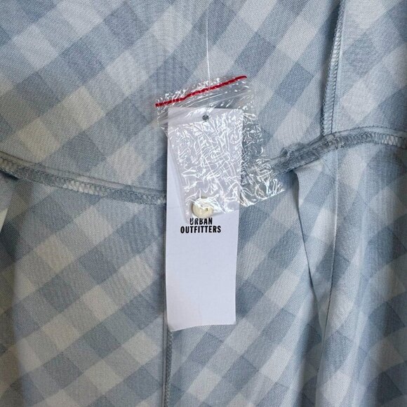 Urban Outfitters Sky Blue Ivory Gingham Print Elastic Spaghetti Strap Jumpsuit - Picture 12 of 14